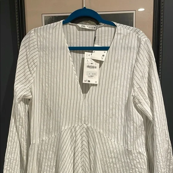 Zara White Long Sleeve Dress - Picture 3 of 3
